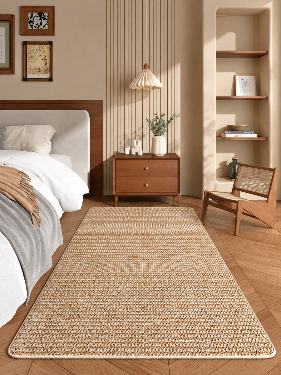 Amber Hearth Natural Sisal Bedside Rug, Vintage-Inspired Woven Neutral Accent Rug for Bedroom or Reading Nook