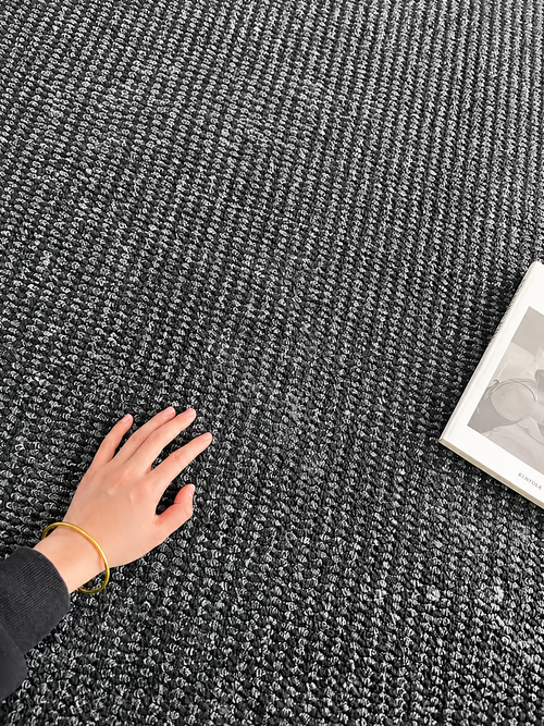 Carbon Weave Charcoal Sisal Area Rug, Dark Textured Woven Rug for Living Room, Home Office or Study
