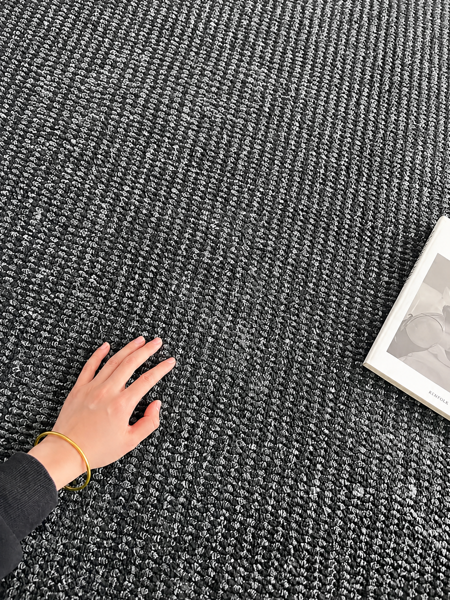 Carbon Weave Charcoal Sisal Area Rug, Dark Textured Woven Rug for Living Room, Home Office or Study
